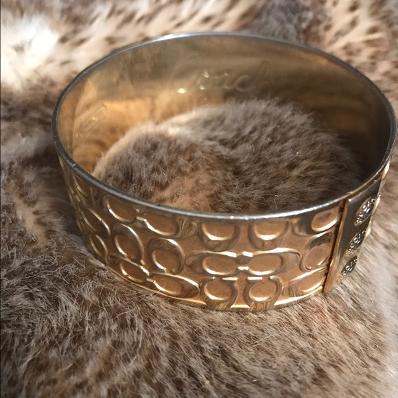 COACH signature C gold plated bangle bracelet