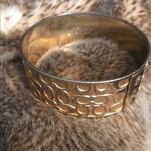 COACH signature C gold plated bangle bracelet