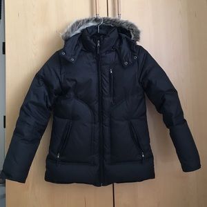 Black down jacket with removable hood