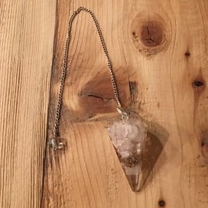 Clear Orgonite crystal pendulum
