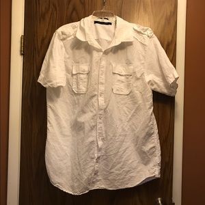 Sean John Linen Blend short sleeve white shirt XXL