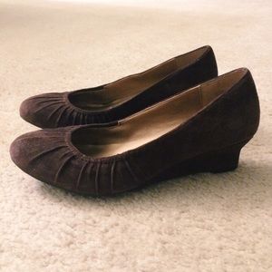 New Brown Leather Wedges