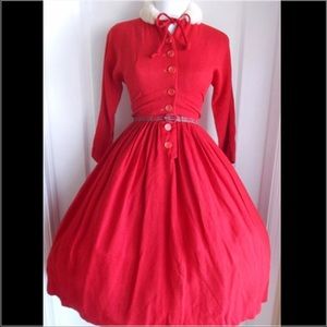 1950s Red Holiday Dress
