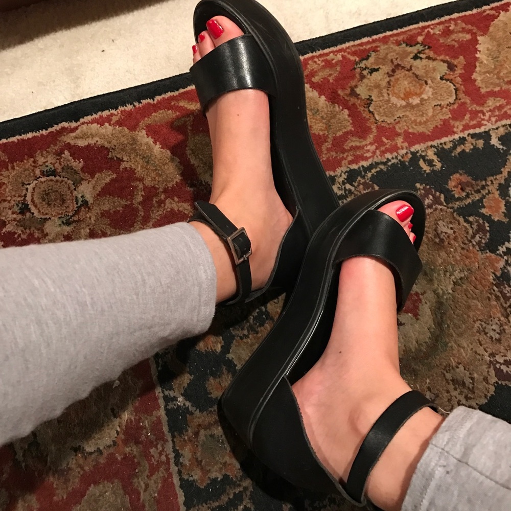 SOLD Topshop leather platform heel wedges