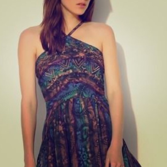 Ecote beaded multi color mini dress
