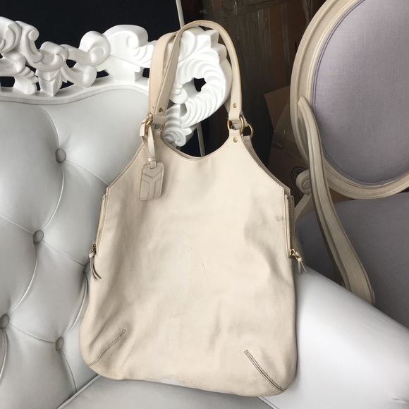 Yves Saint Laurent White Leather Tote
