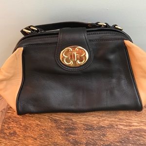 Black and Tan leather top handle satchel