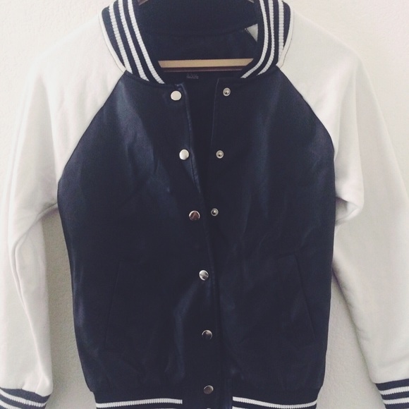 Leather varsity jacket