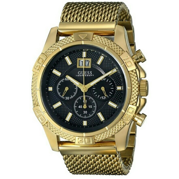 NWT Guess Gold-tone Chronograph Mesh watch