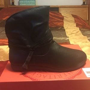 Black leather ankle boots