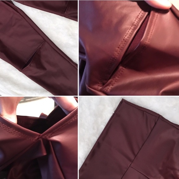 SOLD OUT Burgundy Faux Leather Leggings High Waist - Picture 6 of 8