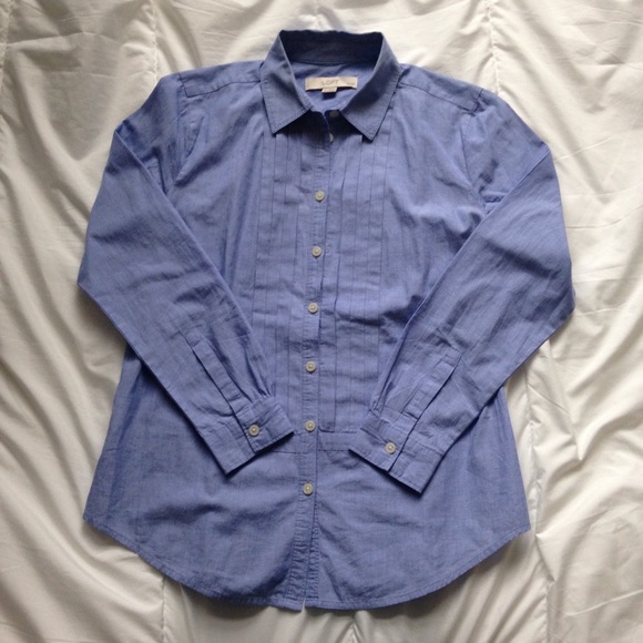 Ann Taylor LOFT- blue button down shirt - Picture 2 of 4