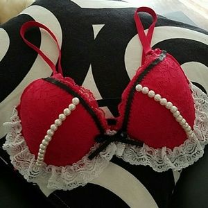 Red lacey rave bra
