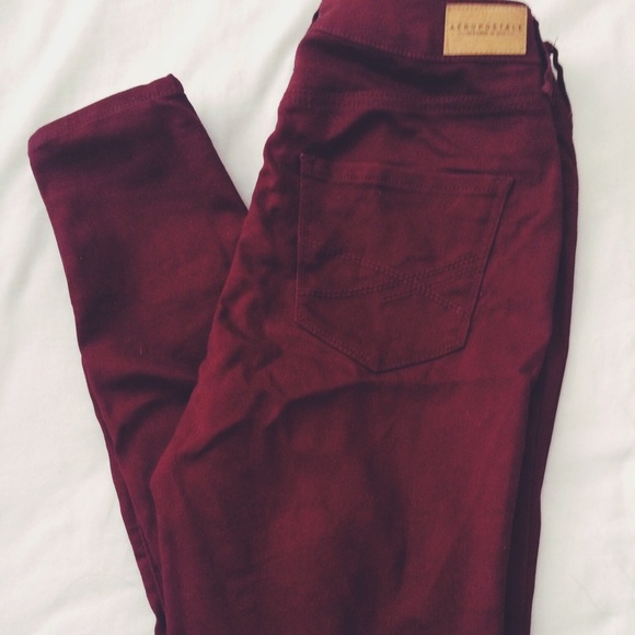 Red high waisted jeans