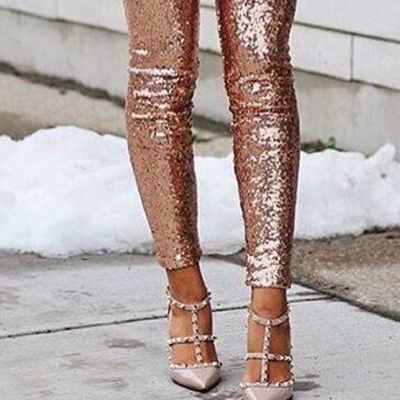rose gold/bronze SEQUIN leggings
