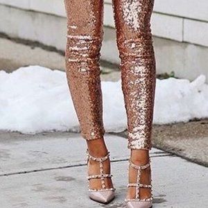 rose gold/bronze SEQUIN leggings