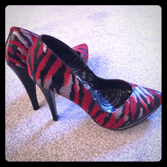 Dollhouse Red Zebra Print 4.5" Stiletto Heels