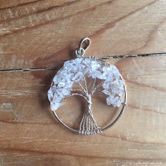 Clear Quartz Tree of Life Crystal Pendant