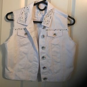 White denim blinged vest