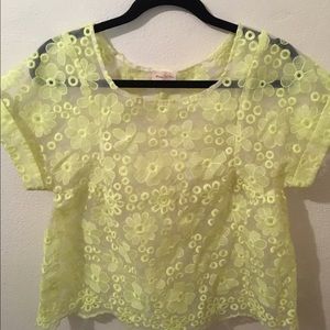 Anthropologie highlighter neon top, free fit