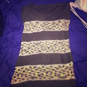 Grey and white knit sweater