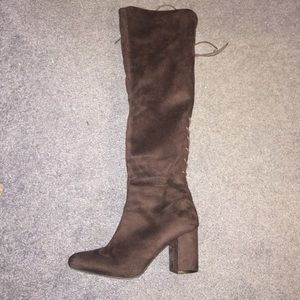 Over the knee suede high heel boots