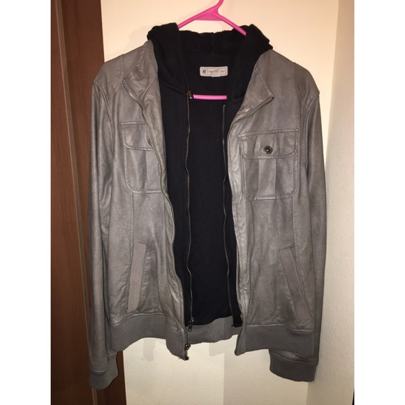 Charles and a half grey moto leather jacket