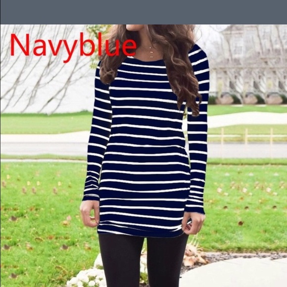 Limited sale Navy blue,white striped knit tunic