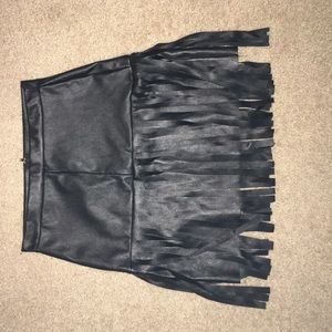 Fringe leather skirt