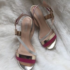 Andrew Stevens Sofia Metallic Leather Sandals, 6.5