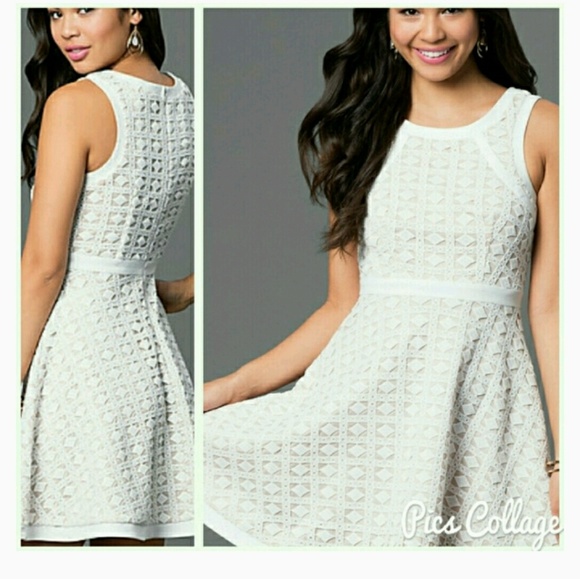 NEW Fit and Flare Textured Ivory Dress - Picture 5 of 8