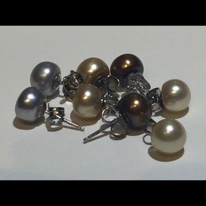 SOLD 4 Pairs of Sterling Silver 925 PEARL earrings