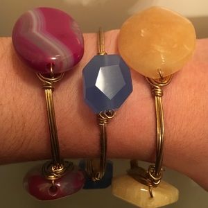 Three bracelets with multi color stones