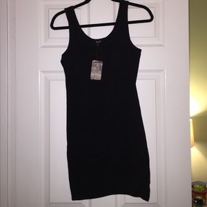 Black cotton body con tank top dress M