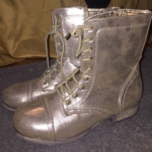 Silver combat boots