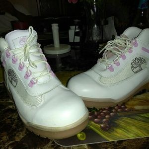 pink timberland field boots