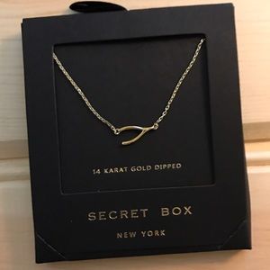Wishbone 14 karat gold dipped necklace.