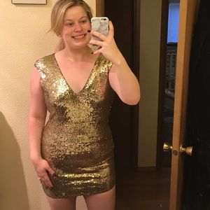 Gold sequin dress
