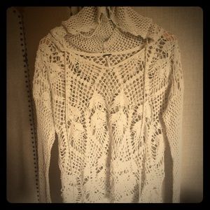 Free People Crocheted Long Sleeve Hoodie XS