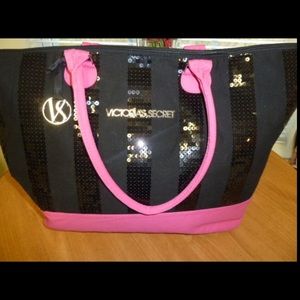 VICTORIA SECRET~Pink&Black Large Tote Bag