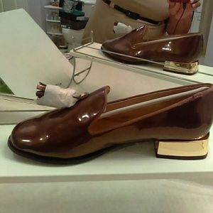 Bronze patent dress flat