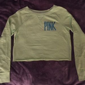 Long Sleeve Green Crop Sweatshirt
