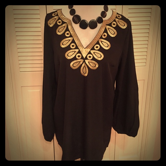 Embroidered Tunic Black/Gold