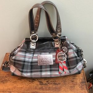 Authentic Coach blue plaid poppy bag