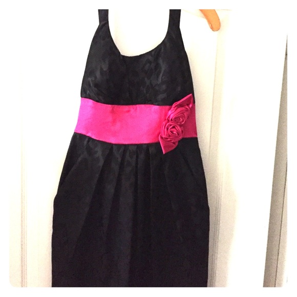 Black and pink halter dress