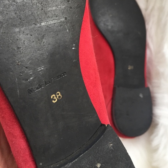 French red suede ballerinas, 38 European Size - Picture 4 of 4