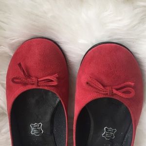 French red suede ballerinas, 38 European Size