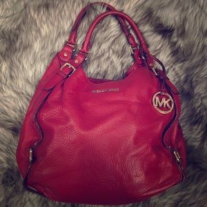 Michael Kors Red Leather Shoulder Bag