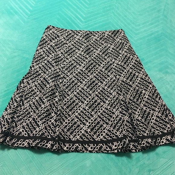 New York & Company Dresses & Skirts - Black & White Pleated Skirt with Black Ribbon Trim