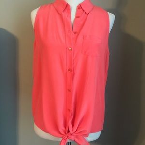 Equipment Femme Sleeveless Silk Tie Waist Blouse M